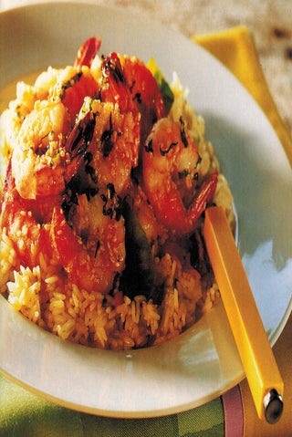 Jasmine Pilaf With Basil And Ginger Prawns