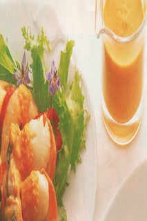 Seafood entree with red pepper vinaigrette