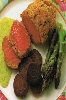 Roast lamb topside with lime and curry crust