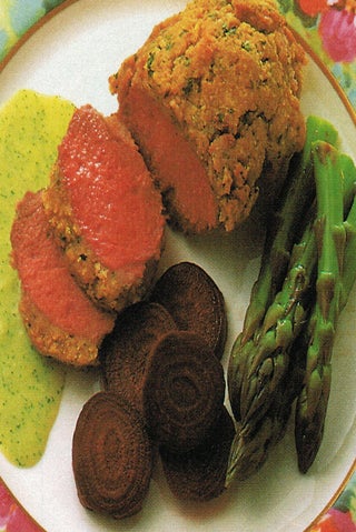 Roast lamb topside with lime and curry crust