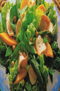 Smoked chicken and pawpaw salad with hazelnut citrus dressing