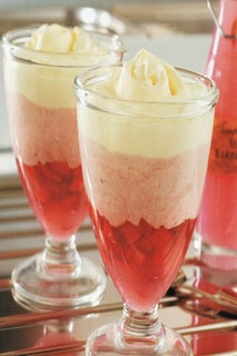 Rhubarb, strawberry and candyfloss fool