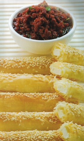 Feta and walnut filo rolls