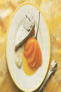 Cracked chocolate cake with vanilla cream