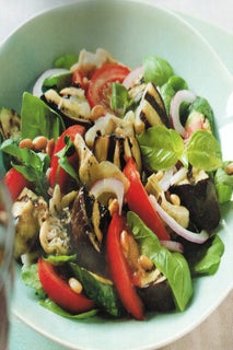 Aubergine and artichoke salad