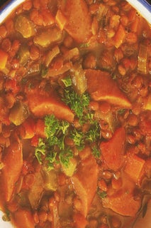 Curried black eyed beans with mushrooms