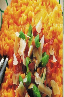 Pumpkin and crispy bacon risotto