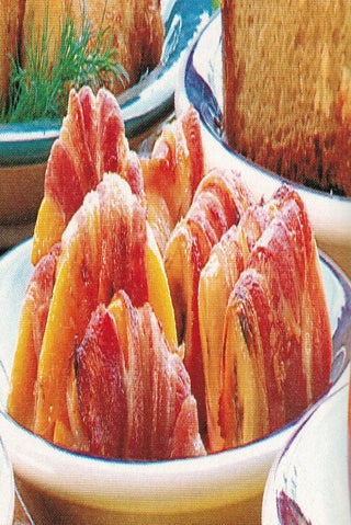 Grilled banana and peach parcels