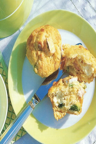 Avocado, Brie and smoked chicken muffins