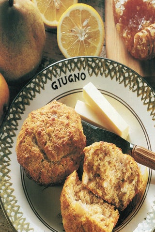Honeyed pear and bran muffins