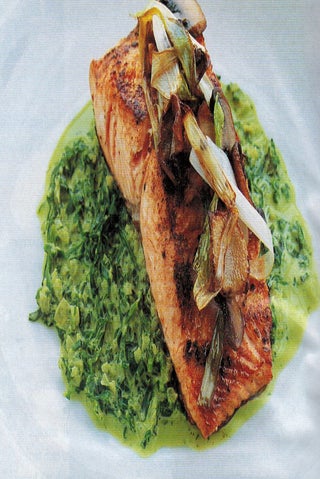 Bush salmon with herb sauce
