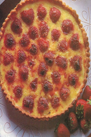 Strawberry coconut brulee tart