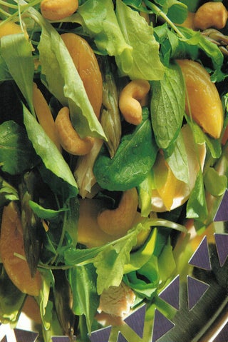 Turkey and mango salad with buttered yams and green mayonnaise