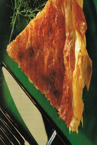 Fresh salmon and dill filo tart