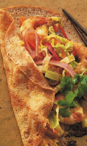 Thai prawns wrapped in coconut pancakes