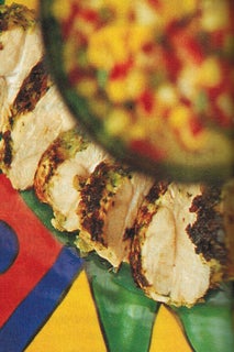 Chargrilled spring chicken with fresh corn and chilli relish
