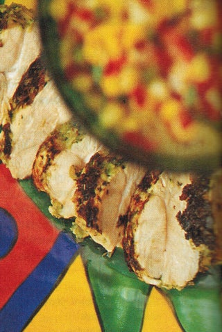 Chargrilled spring chicken with fresh corn and chilli relish