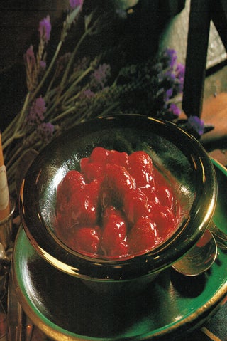 Hot winter berries with lavender honey