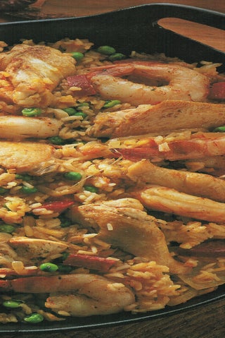 Prawn and chicken paella