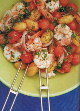 Melon and prawn salad
