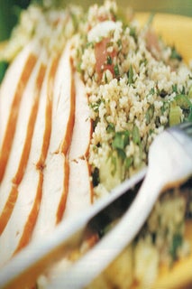 Couscous tabouleh with smoked chicken