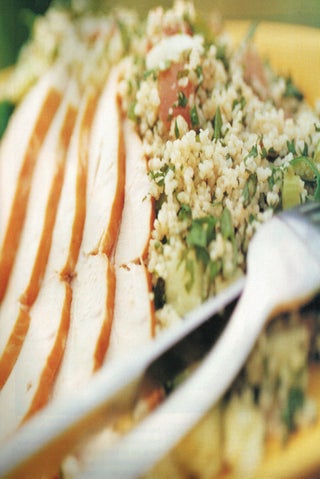 Couscous tabouleh with smoked chicken