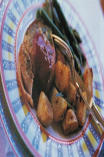 Pork with juniper and blackberry sauce