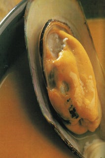 Mussel and pumpkin chowder with watercress pesto
