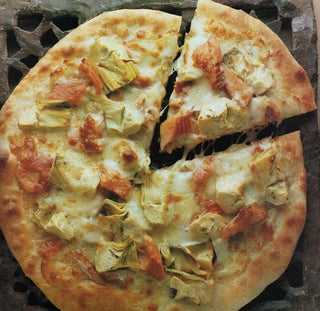 Bocconcini and lemon thyme pizza