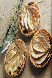 Muscatel, blue cheese and winter pear tarts