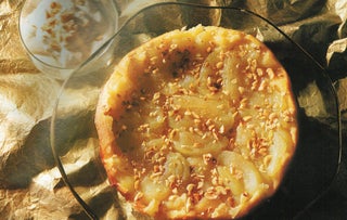 Baked apple and hazelnut upside-down tart