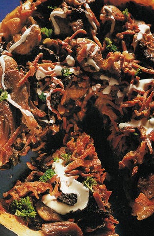 Mixed mushroom and ham tartin