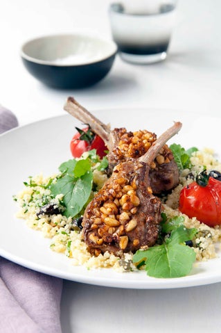 Pinenut and spice-dusted lamb cutlets