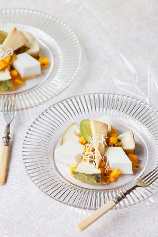 Coconut milk and rosewater jelly