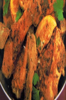 Lemon chicken with artichoke garlic paste
