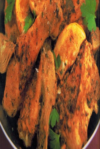 Lemon chicken with artichoke garlic paste