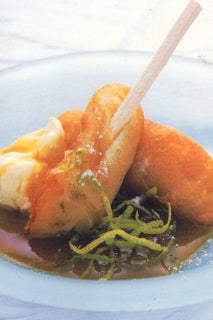 Banana fritters with lime syrup