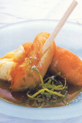 Banana fritters with lime syrup