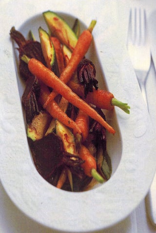 Vegetables with saffron and lemon dressing