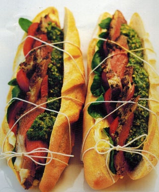 Lamb rolls with pistachio pesto