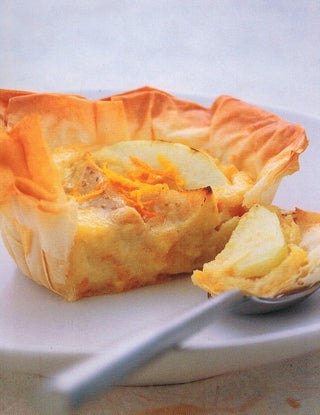 Feijoa and apple filo tarts