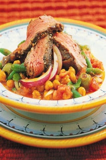 Dukka-crusted Moroccan beef salad