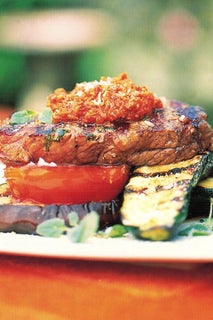 Chargrilled sirloin steak with harissa