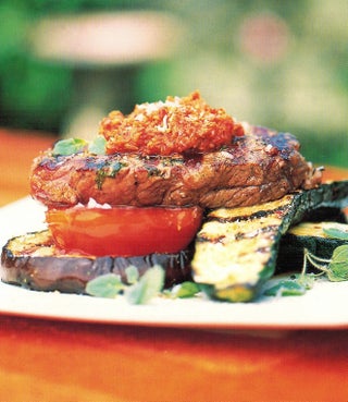 Chargrilled sirloin steak with harissa