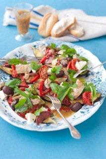 Antipasto salad with roasted garlic dressing