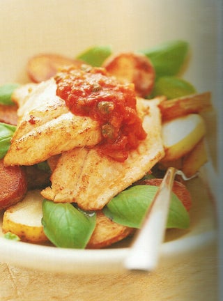 Roasted Snapper On Meditteranean Tomato Sauce