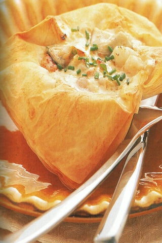 Seafood Mornay in a Filo Shell