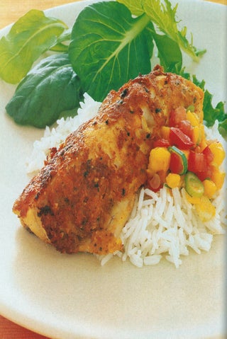 Spice Coated Gurnard with Tomato and Mango Salsa