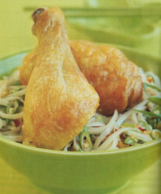 Lemon grass chicken on noodle salad