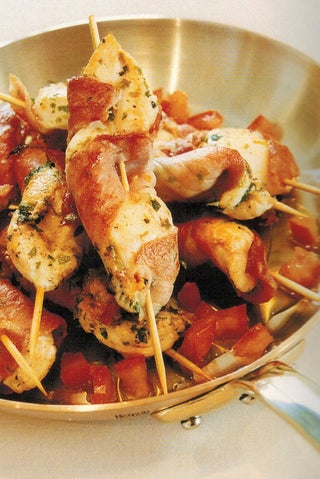 Prosciutto wrapped Chicken Tenderloin Skewers